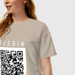 Женская футболка хлопок Oversize QR - код - СССР - фото 2