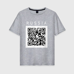 Женская футболка хлопок Oversize QR - код - СССР