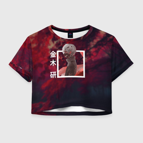 Женская футболка Crop-top 3D Токийский гуль Tokyo Ghoul, Ken Kaneki Канеки Кен, цвет 3D печать