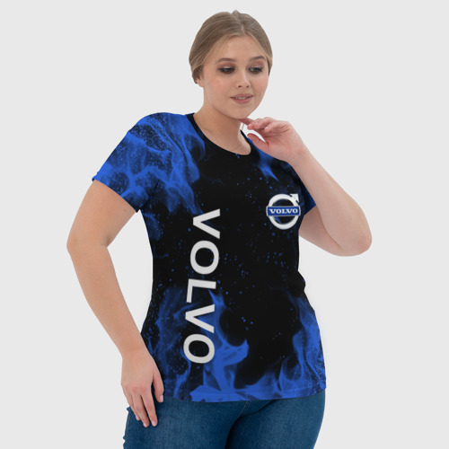 Женская футболка 3D с принтом VOLVO, ВОЛЬВО СИНИЙ ОГОНЬ, фото #4