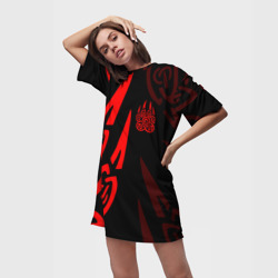 Платье-футболка 3D Печать велеса красные когти - фото 2