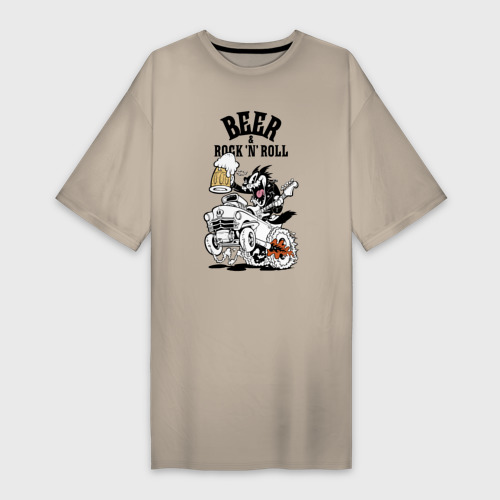 Платье-футболка хлопок Beer & Rock'n'Roll, цвет миндальный