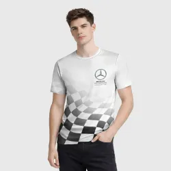 Мужская футболка 3D Mercedes, Мерседес спорт, финишный флаг, формула 1 - фото 2