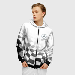 Мужская толстовка 3D на молнии Mercedes, Мерседес спорт, финишный флаг, формула 1 - фото 2