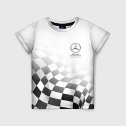Детская футболка 3D Mercedes, Мерседес спорт, финишный флаг, формула 1