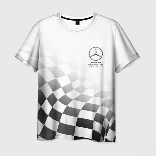 Мужская футболка 3D Mercedes, Мерседес спорт, финишный флаг, формула 1, цвет 3D печать