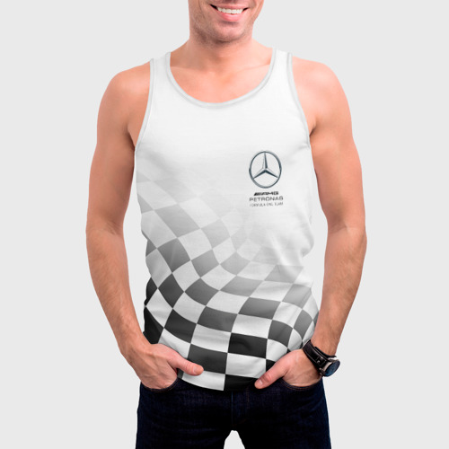 Мужская майка 3D Mercedes, Мерседес спорт, финишный флаг, формула 1, цвет 3D печать - фото 3