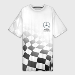 Платье-футболка 3D Mercedes, Мерседес спорт, финишный флаг, формула 1