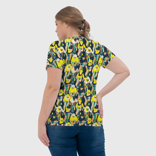 Женская футболка 3D с принтом Велоспорт (гонка), вид сзади #2