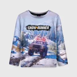 Детский лонгслив 3D Snowrunner Гонки по бездорожью