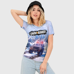 Женская футболка 3D Slim Snowrunner Гонки по бездорожью - фото 2