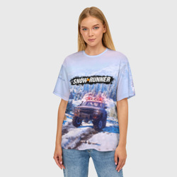 Женская футболка oversize 3D Snowrunner Гонки по бездорожью - фото 2