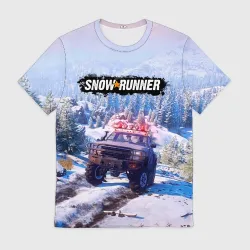 Мужская футболка 3D Snowrunner Гонки по бездорожью
