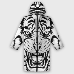 Мужской дождевик 3D Белый тигр силуэт, символ 2022 года