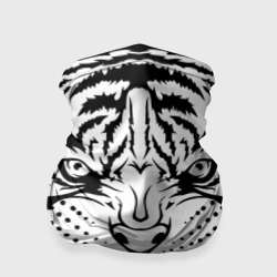 Бандана-труба 3D Белый тигр силуэт, символ 2022 года