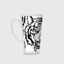 Кружка Латте Белый тигр силуэт, символ 2022 года