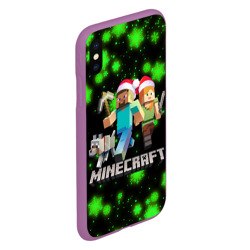 Чехол для iPhone XS Max матовый Новогодний Minecraft Герои игры - фото 2