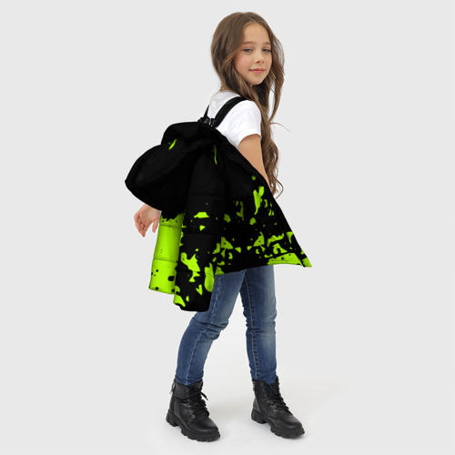 Зимняя куртка для девочек 3D Monster Energy green, цвет черный - фото 6