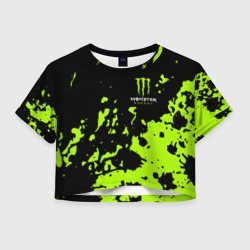 Женская футболка Crop-top 3D Monster Energy green