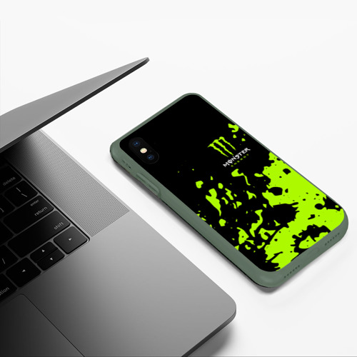 Чехол для iPhone XS Max матовый Monster Energy green, цвет темно-зеленый - фото 5