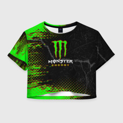 Женская футболка Crop-top 3D [Monster Energy] - Энергетический напиток