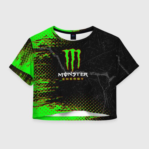 Женская футболка Crop-top 3D [Monster Energy] - Энергетический напиток, цвет 3D печать