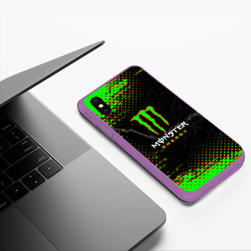 Чехол для iPhone XS Max матовый [Monster Energy] - Энергетический напиток, цвет фиолетовый - фото 5