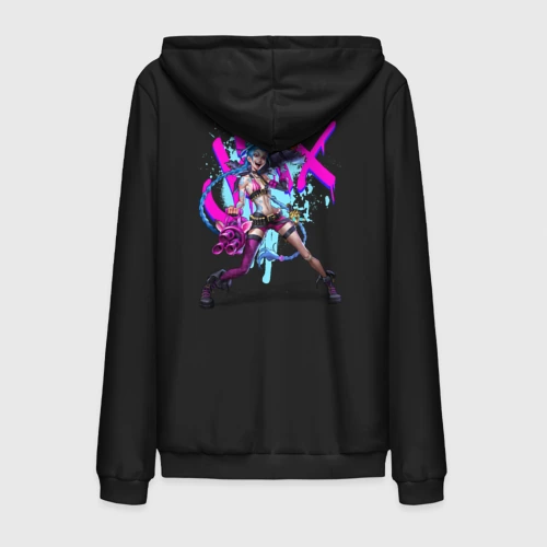 Мужская толстовка на молнии хлопок LOL Jinx брызги красок