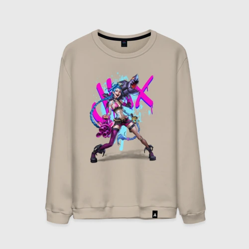 Мужской свитшот хлопок LOL Jinx брызги красок