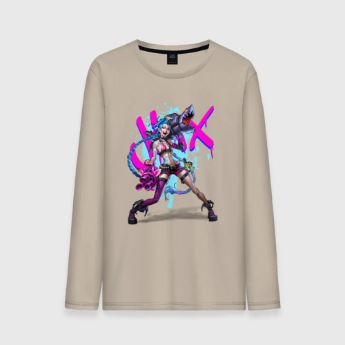 Мужской лонгслив хлопок LOL Jinx брызги красок