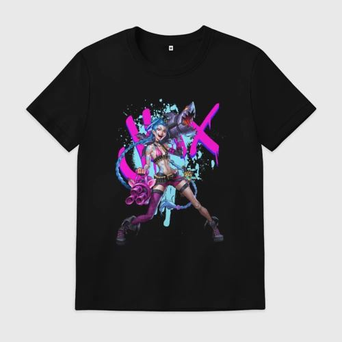Мужская футболка хлопок LOL Jinx брызги красок