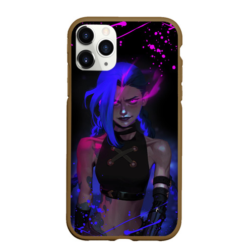 Чехол для iPhone 11 Pro матовый Jinx neon eyes LOL game hero, цвет коричневый