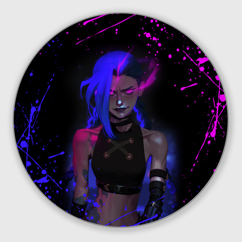 Круглый коврик для мышки Jinx neon eyes LOL game hero