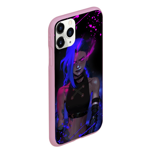 Чехол для iPhone 11 Pro Max матовый Jinx neon eyes LOL game hero, цвет розовый - фото 3