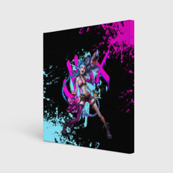 Холст квадратный Jinx LOL neon paints ЛОЛ брызги красок Джинкс Аркейн