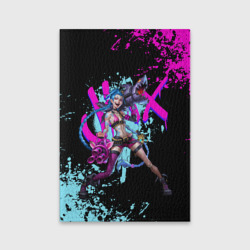 Обложка для паспорта матовая кожа Jinx LOL neon paints ЛОЛ брызги красок Джинкс Аркейн