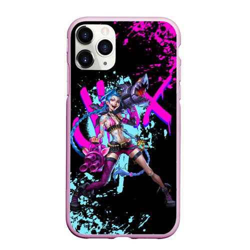 Чехол для iPhone 11 Pro матовый Jinx LOL neon paints ЛОЛ брызги красок Джинкс Аркейн, цвет розовый