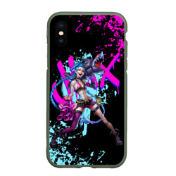 Чехол для iPhone XS Max матовый Jinx LOL neon paints ЛОЛ брызги красок Джинкс Аркейн