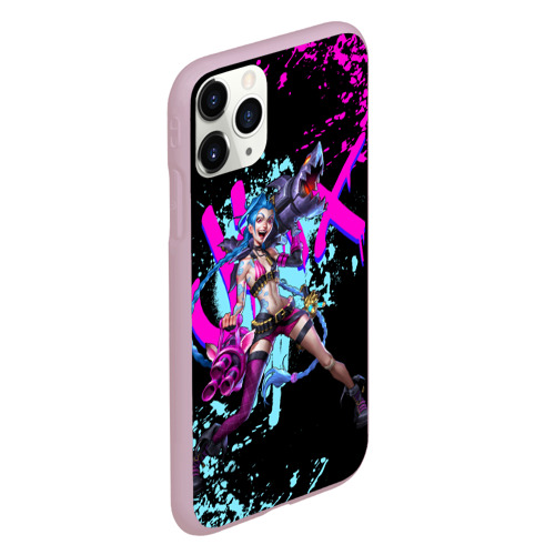 Чехол для iPhone 11 Pro матовый Jinx LOL neon paints ЛОЛ брызги красок Джинкс Аркейн, цвет розовый - фото 3