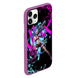 Чехол для iPhone 11 Pro матовый Jinx LOL neon paints ЛОЛ брызги красок Джинкс Аркейн - фото 2