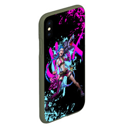 Чехол для iPhone XS Max матовый Jinx LOL neon paints ЛОЛ брызги красок Джинкс Аркейн - фото 2