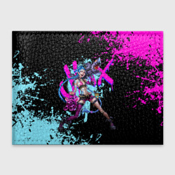 Обложка для студенческого билета Jinx LOL neon paints ЛОЛ брызги красок Джинкс Аркейн