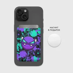 Картхолдер Magsafe магнитный Geometry Dash neon demon levels, неоновые брызги красок - фото 2