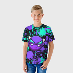 Детская футболка 3D Geometry Dash neon demon levels, неоновые брызги красок - фото 2