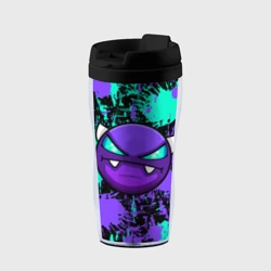 Термокружка-непроливайка Geometry Dash neon demon levels, неоновые брызги красок