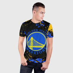 Мужская футболка 3D Slim NBA golden state warriors, брызги красок - фото 2