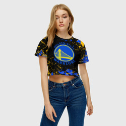 Женская футболка Crop-top 3D NBA golden state warriors, брызги красок - фото 2