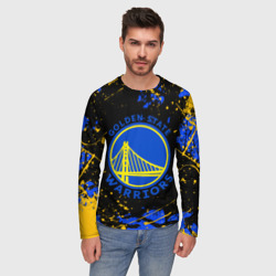 Мужской лонгслив 3D NBA golden state warriors, брызги красок - фото 2