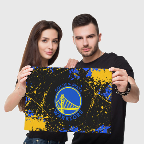 Холст прямоугольный NBA golden state warriors, брызги красок, цвет 3D печать - фото 5