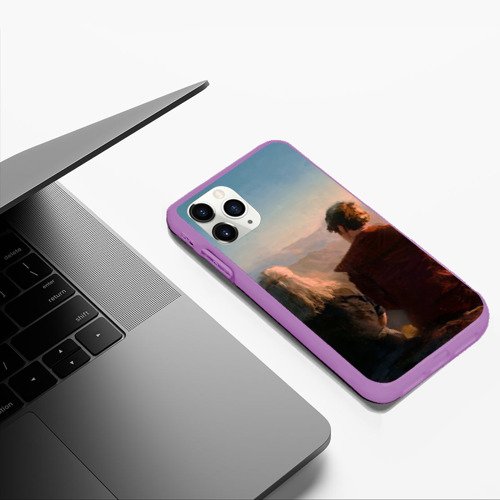 Чехол для iPhone 11 Pro Max матовый Ведьмак и Лютик, цвет фиолетовый - фото 5